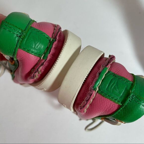 Preppy Sperry Topsiders Loafers in Pink Green and White size 6M - Picture 6 of 7